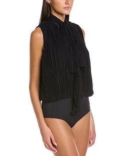Halston Carly Chiffon Pleated Bodysuit Women -Halston Kel Shop 1050113509 RLLD 3