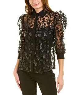 Anne Klein Sheer Mesh Blouse Women