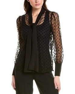 Anne Klein Flocked Mesh Top Women