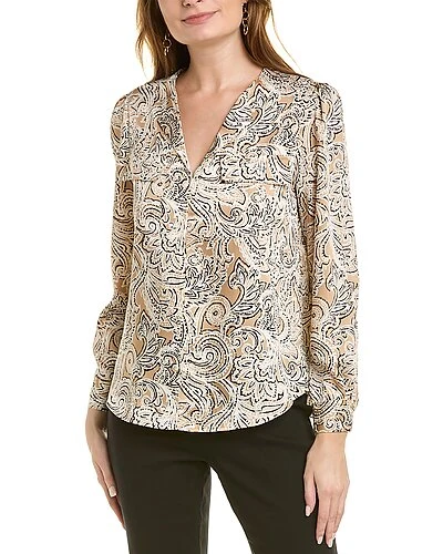 Jones New York Printed Satin Twill Top Women 3 Jones New York Printed Satin Twill Top Women