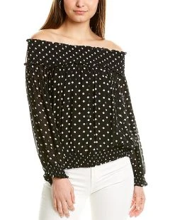 Gracia Dot Pattern Off-Shoulder Top Women