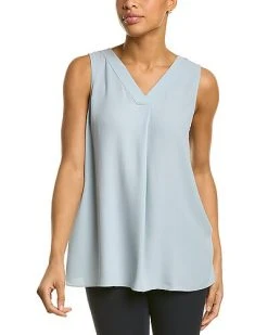 EILEEN FISHER V-Neck Pleated Silk Tank Women