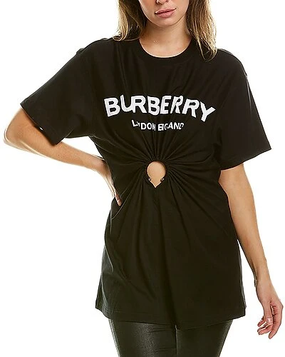 Burberry Ring Detail Logo Print Oversized T-Shirt Women 3 Burberry Ring Detail Logo Print Oversized T-Shirt Women