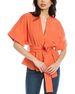 Vince Cuffed V-Neck Top Women