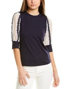 Gracia Flower Trim Top Women