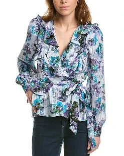 BCBGMAXAZRIA Ruffle Floral Blouse Women