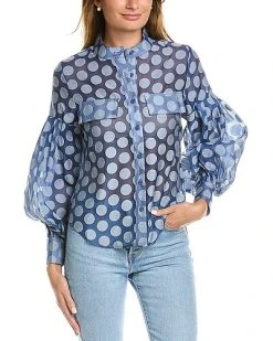 Gracia Sheer Polka Dot Blouse Women