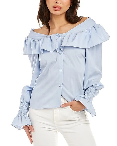 Beulah Smocked Ruffle Top Women 3 Beulah Smocked Ruffle Top Women