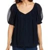 Rebecca Taylor Puff Sleeve Silk-Blend Top Women -Halston Kel Shop 1411321921 RLLD 1