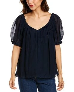Rebecca Taylor Puff Sleeve Silk-Blend Top Women