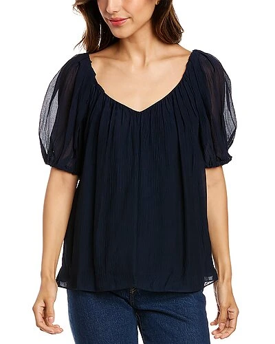 Rebecca Taylor Puff Sleeve Silk-Blend Top Women 3 Rebecca Taylor Puff Sleeve Silk-Blend Top Women