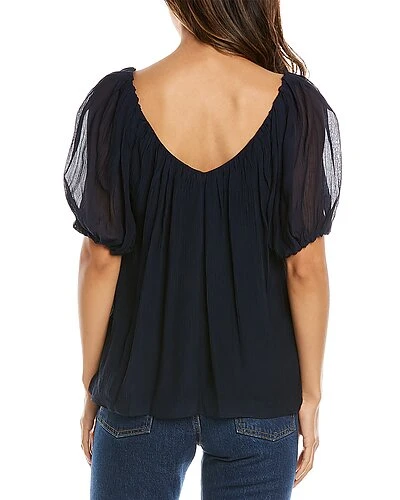 Rebecca Taylor Puff Sleeve Silk-Blend Top Women 4 Rebecca Taylor Puff Sleeve Silk-Blend Top Women - Image 2