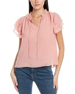 Halston Kel Shop 29 1.STATE Flutter Sleeve V-Neck Top Women