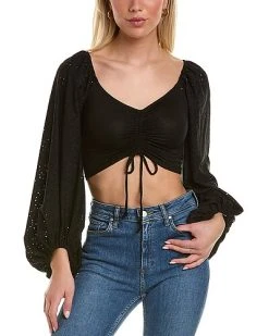 Vintage Havana Ruched Eyelet Top Women