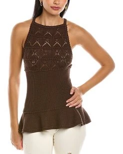 Rebecca Taylor Lace Embroidered Knit Top Women