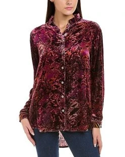 Johnny Was Scarlet Cobra Silk-Blend Shirt Women