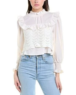 70/21 Crochet Popover Blouse Women