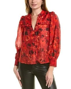 Alice + Olivia Bette Silk-Blend Blouse Women