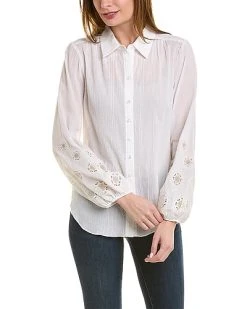 Elie Tahari Crinkle Embroidered Shirt Women