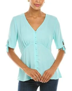 Vince Camuto Button Front V-Neck Blouse Women