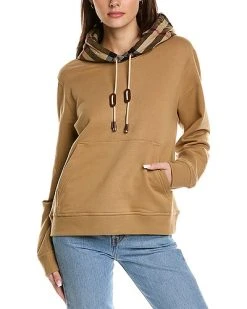 Burberry Check Hood Oversized Hoodie Women