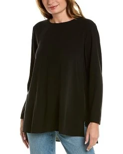EILEEN FISHER Ound Neck Long Silk Top Women