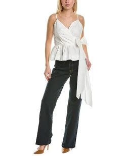 BCBGMAXAZRIA Surplice Peplum Top Women