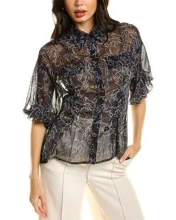 Gracia Puff Sleeve Sheer Top Women