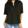 Vince Shirred Band Collar Linen-Blend Top Women -Halston Kel Shop 1411502350 RLLD 1