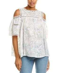 Avantlook Embroidered Lace Printed Top Women