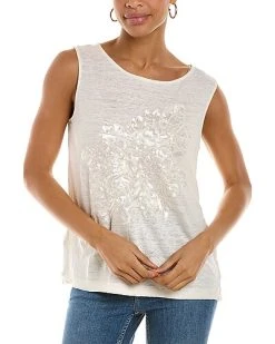 Tommy Bahama Sequin Leaf Linen Tank Top Women