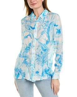 Johnny Was Leah Button Down Silk Shirt Women