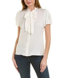 Elie Tahari Neck Ruffle Silk Shirt Women