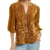 Johnny Was Arzella Relaxed Velvet Silk-Blend Blouse Women -Halston Kel Shop 1411815084 RLLD 1
