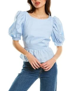 Bardot Peplum Poplin Top Women