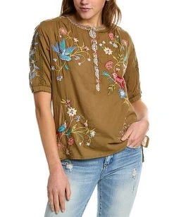 Johnny Was Zanzibar Short Sleeve Prairie Blouse Women