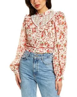 Beulah Pleated Lace Top Women