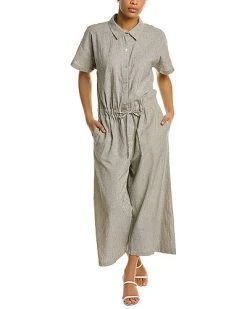Halston Kel Shop 15 EILEEN FISHER Mini Stripe Classic Linen-Blend Jumpsuit Women
