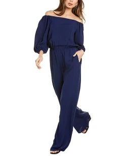 THEORY Off-Shoulder Silk Jumpsuit Women