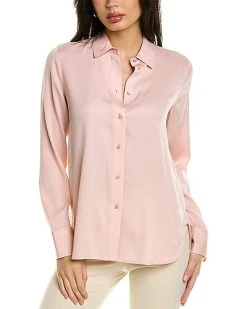 Vince Slim Fitted Silk-Blend Blouse Women