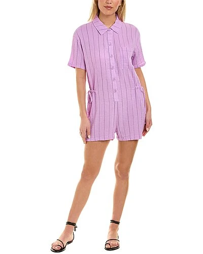 Monrow Pinstripe Gauze Romper Women 3 Monrow Pinstripe Gauze Romper Women